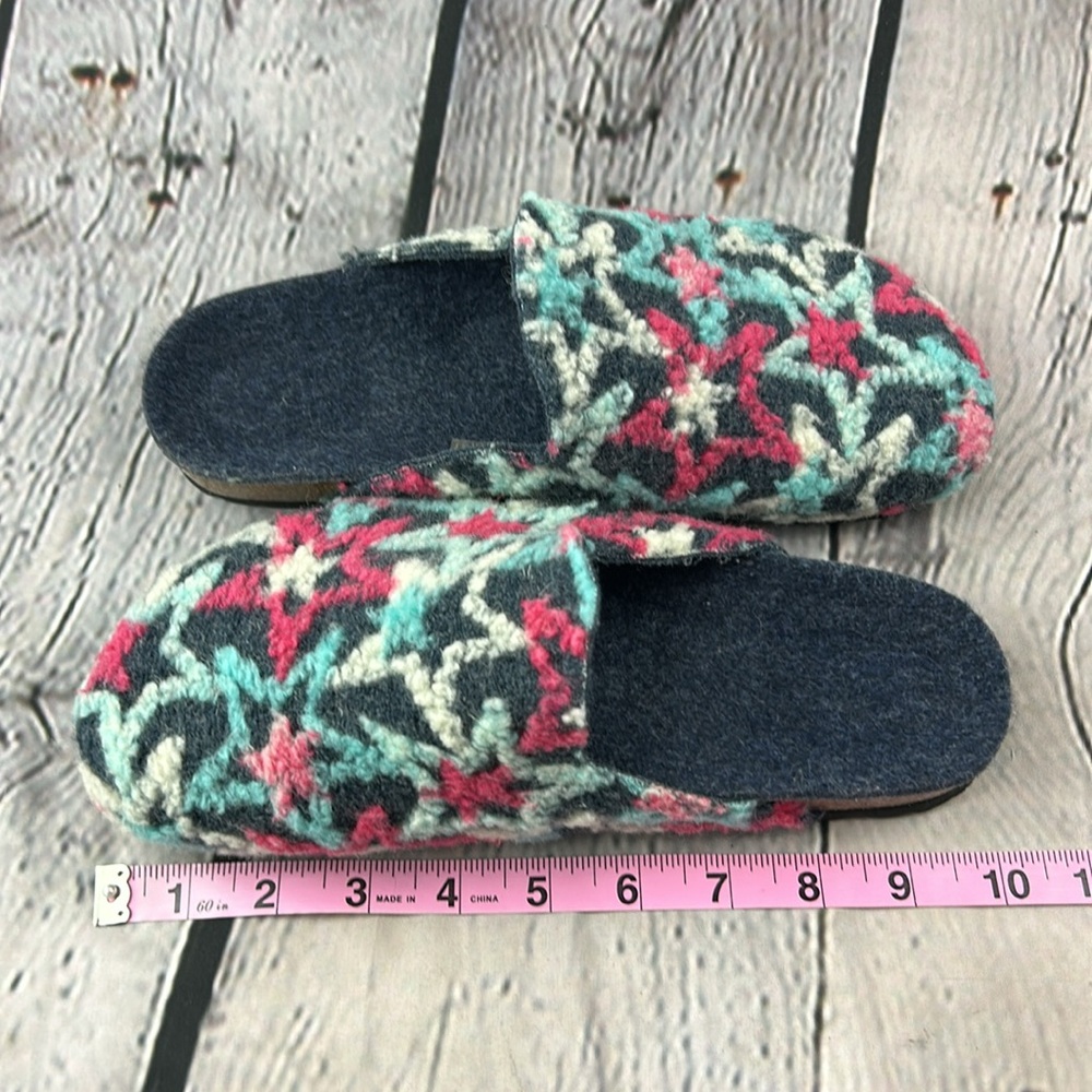 MANDEL Made in Italy Blue White & Pink Stars Slip On Clogs Mules Flats - Picture 7 of 17